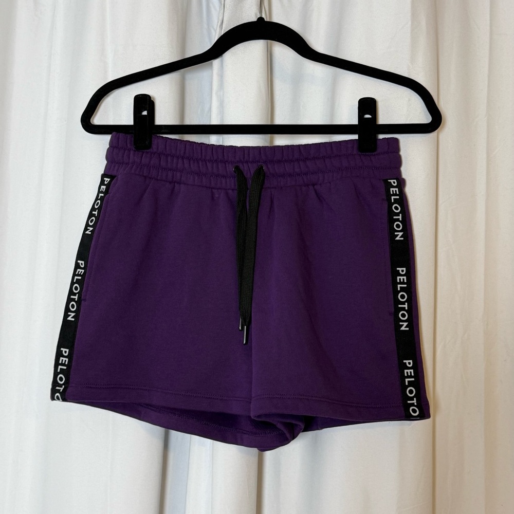 Peloton Uptown Vibe Logo Athletic Shorts Purple NWT Womens Small - Picture 1 of 8